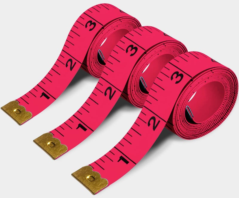 MYGBBKITDEC Tape Measure Body Sewing Measuring Tape Soft Double Scale Fabric Tape Measurement for Sewing Cloth 60-inch, 3 Pack Craft Vinyl Tailor Ruler for Weight Loss (Pink) - Image 1